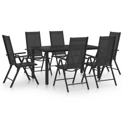7 Pcs conjunto de jantar para jardim alumínio preto
