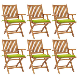 Cadeiras de jardim dobráveis c/ almofadões 6 pcs teca maciça