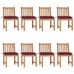 Cadeiras de jardim 8 pcs c/ almofadões madeira de teca maciça