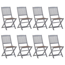 Cadeiras de exterior dobráveis 8pcs c/ almofadões acácia maciça