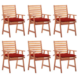 Cadeiras de jantar p/ jardim 6 pcs c/ almofadões acácia maciça