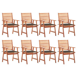 Cadeiras de jantar p/ jardim 8 pcs c/ almofadões acácia maciça