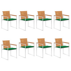 Cadeiras de jardim 8 pcs c/ almofadões madeira de acácia maciça