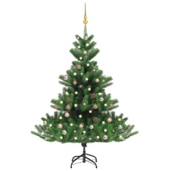 Árvore natal artificial leds/bolas 180cm abeto caucasiano verde