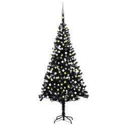 Árvore natal artificial pré-iluminada c/ bolas 240cm PVC preto