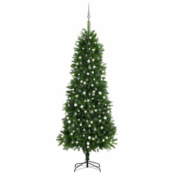 Árvore natal artificial pré-iluminada c/ bolas 240 cm verde