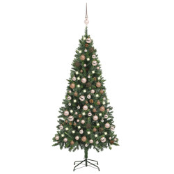 Árvore natal artificial pré-iluminada c/ bolas e pinhas 180 cm