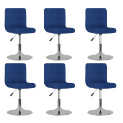 Cadeiras de jantar giratórias 6 pcs tecido azul