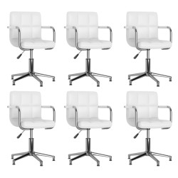 Cadeiras de jantar giratórias 6 pcs couro artificial branco