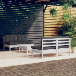 5 Pcs conj. lounge de jardim com almofadões antracite pinho