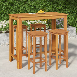 5 Pcs conjunto de bar para jardim madeira de acácia maciça