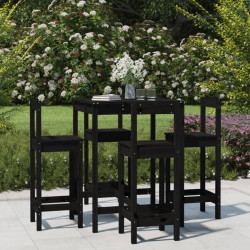 5 Pcs conjunto de bar para jardim pinho maciço preto