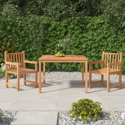 3 Pcs conjunto de jantar para jardim madeira de teca maciça