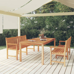 3 Pcs conjunto de jantar para jardim madeira de teca maciça
