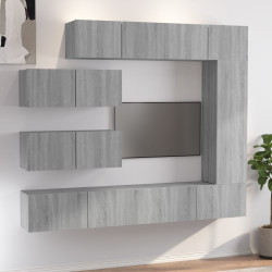 Conjunto móveis de TV 7 pcs madeira processada sonoma cinza