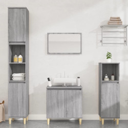 3 Pcs conjunto móveis casa de banho madeira proc. cinza sonoma