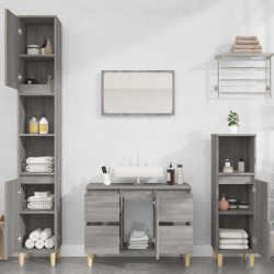 3 Pcs conjunto móveis casa de banho madeira proc. cinza sonoma