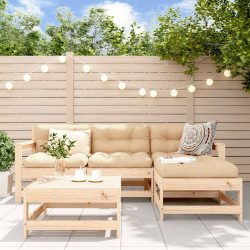 5 Pcs conjunto lounge de jardim madeira de pinho maciça