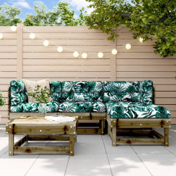 5 Pcs conjunto lounge de jardim madeira de pinho impregnada