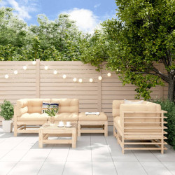 6 Pcs conjunto lounge de jardim pinho maciço