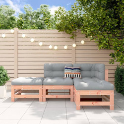 4 Pcs conjunto lounge de jardim madeira de douglas maciça