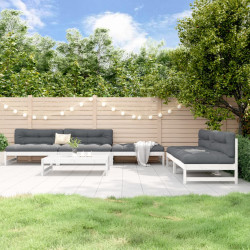 6 Pcs conjunto lounge de jardim pinho maciço branco