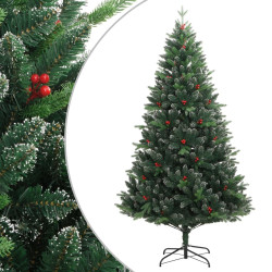 Árvore de natal artificial articulada c/ bagas vermelhas 150 cm
