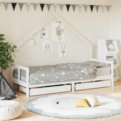 Estrutura cama infantil c/ gavetas 80x200cm pinho maciço branco