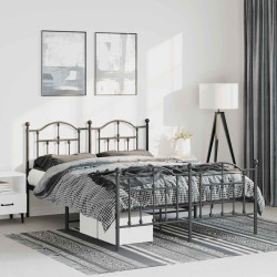 Estrutura de cama com cabeceira e pés 135x190 cm metal preto