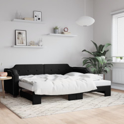 Sofá-cama com gavetão 80x200 cm tecido preto