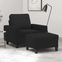 Poltrona com apoio de pés 60 cm tecido preto