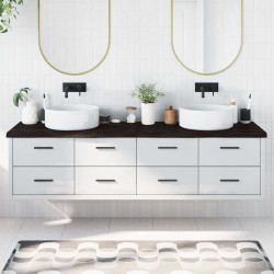 Bancada p/ wc 200x60x(2-4)cm madeira tratada maciça castanho