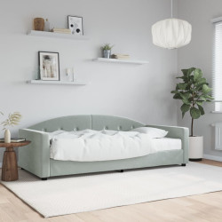 Sofá-cama com colchão 90x190 cm veludo cinzento-claro