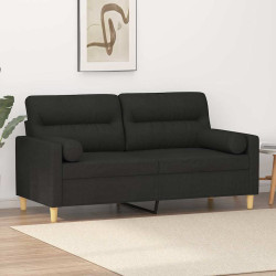Sofá 2 lugares + almofadas decorativas 140 cm tecido preto