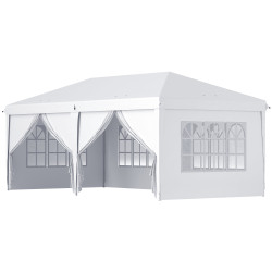 Tenda para festas 585x295x270 cm com paredes laterais amovíveis 2 portas com zíper 4 janelas e bolsa de transporte branco