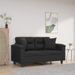 Sofá 2 lugares + almofadas decorativas 120cm couro artif. preto