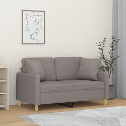 Sofá 2 lugares + almofadas decorativas 120cm tecido cinza-claro