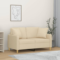 Sofá 2 lugares + almofadas decorativas 120 cm tecido cor creme