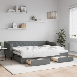 Sofá-cama c/ gavetão e gavetas 80x200 cm tecido cinzento-escuro
