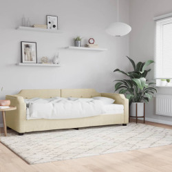 Sofá-cama com colchão 100x200 cm tecido cor creme