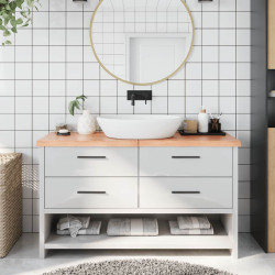 Bancada p/ wc 140x50x(2-4) cm madeira maciça tratada castanho