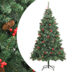 Árvore de natal artificial articulada c/ pinhas e bagas 210 cm