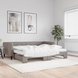 Sofá-cama c/ gavetão/colchões 90x200cm tecido cinza-acastanhado