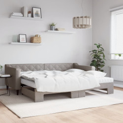 Sofá-cama c/ gavetão/colchões 90x200cm tecido cinza-acastanhado