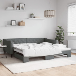 Sofá-cama com gavetão 100x200 cm tecido cinzento-escuro