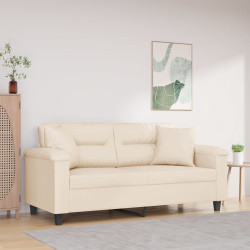 Sofá 2 lugares c/ almofadas 140 cm microfibra bege