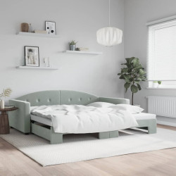 Sofá-cama com gavetão 100x200 cm veludo cinzento-claro
