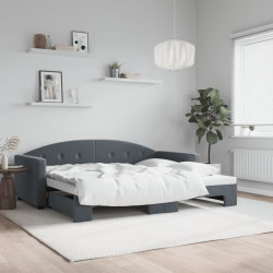 Sofá-cama com gavetão 90x190 cm veludo cinzento-escuro