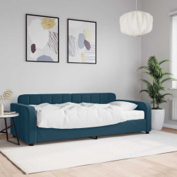 Sofá-cama com colchão 90x200 cm veludo azul