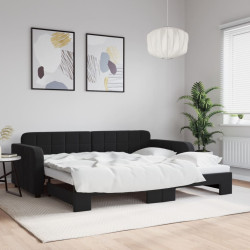 Sofá-cama com gavetão 90x190 cm veludo preto